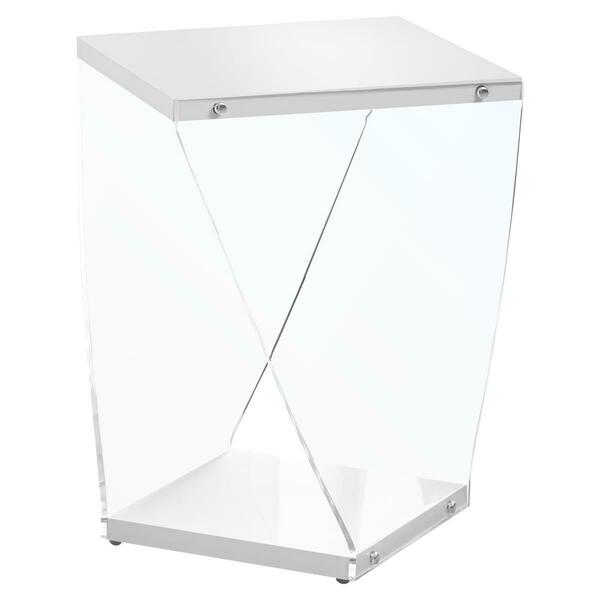 Daphnes Dinnette 22 in. Glossy White & Clear Acrylic Accent Table DA3061472